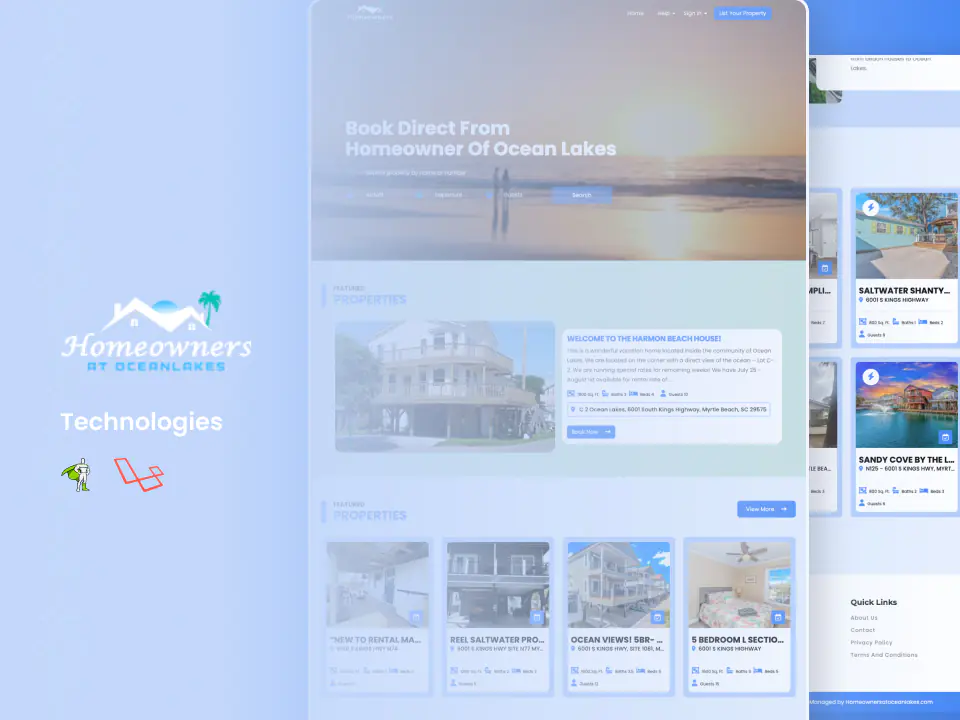 Homeowners at Ocean Lakes website screenshot