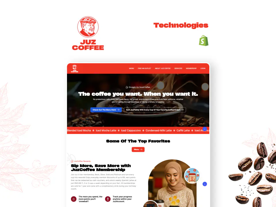 Juz Coffee website screenshot