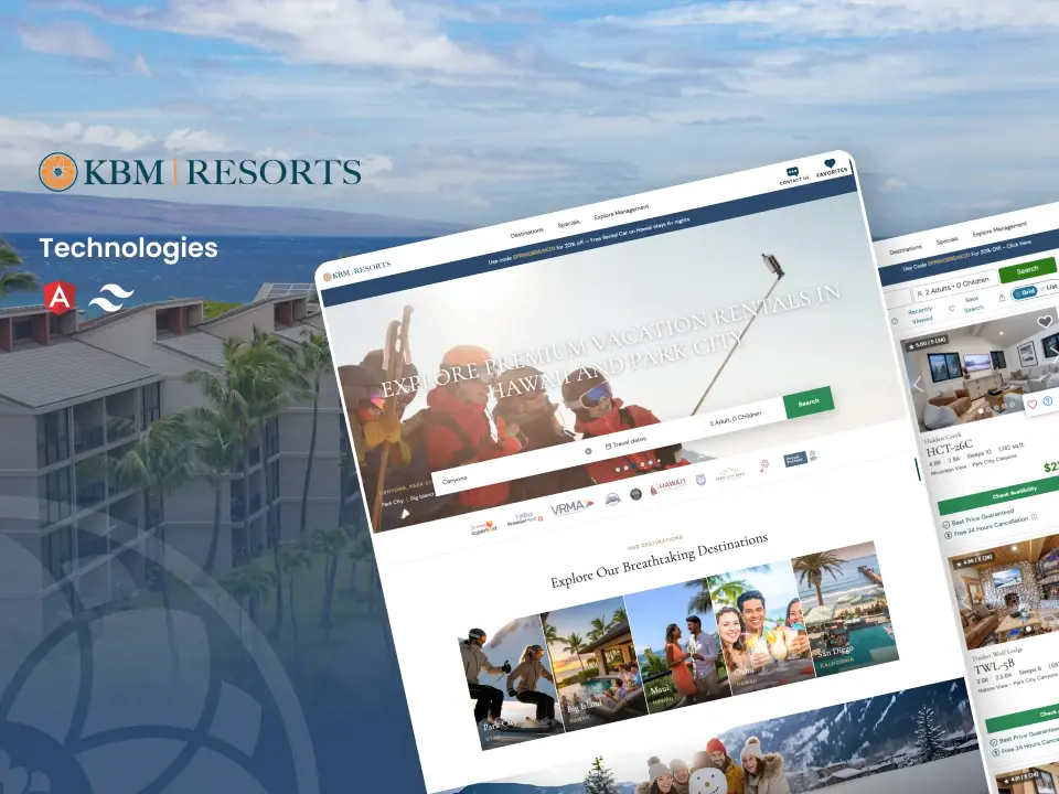 KBM Resorts website screenshot