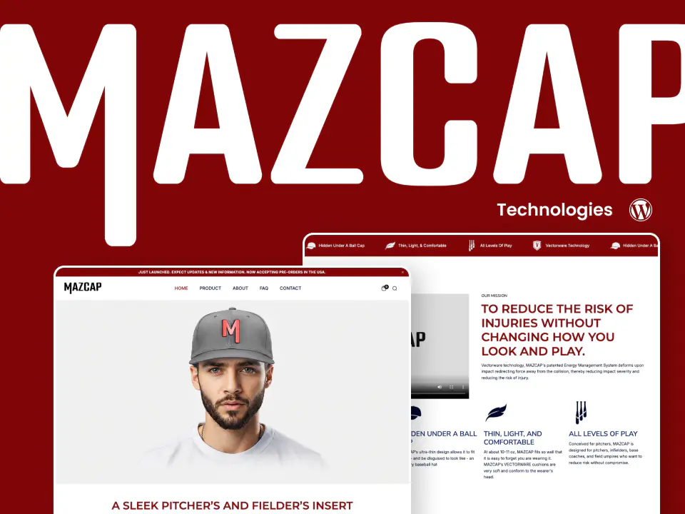 The Mazcap website screenshot